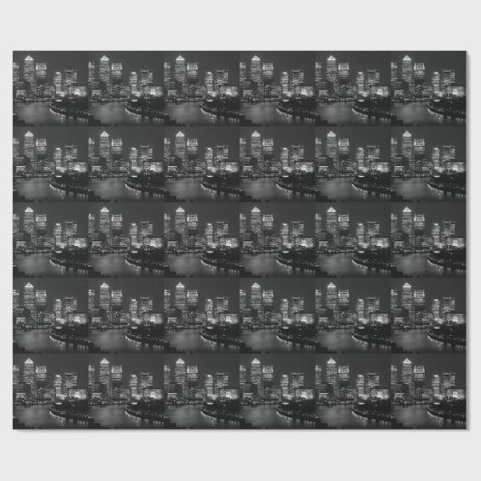 白黒ロンドンシティナイトUKトラベル ラッピングペーパー (フラット)