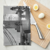 白黒ロンドンタワーブリッジ キッチンタオル (四つ折り)