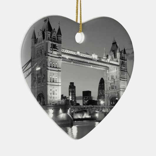 白黒ロンドンタワーブリッジ セラミックオーナメント (右)