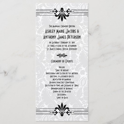 白黒ローアリング20sアールデコ結婚式 プログラム (正面)