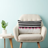 白黒ロージー綿棒ピロー13" x 21" ランバークッション (椅子)