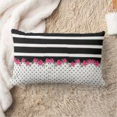 白黒ロージー綿棒ピロー13" x 21" ランバークッション (ブランケット)
