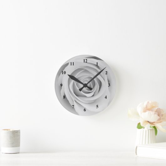 白黒ローズアクリル壁時計 ラウンド壁時計 (ホーム)