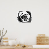 白黒ローズグラフィック ポスター (キッチン)