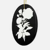 白黒ローズシルエット セラミックオーナメント (左)