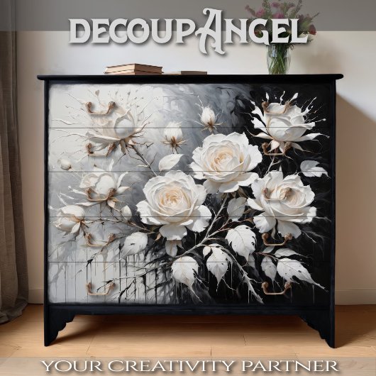 白黒ローズセレナーデ – デコページ –  薄葉紙