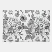 白黒ローズパターンキッチンタオル キッチンタオル (横)