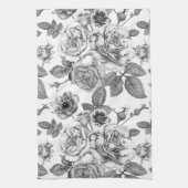白黒ローズパターンキッチンタオル キッチンタオル (縦)