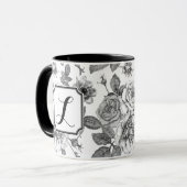 白黒ローズパターンマグ マグカップ (正面左)