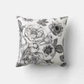 白黒ローズパターン装飾用クッション クッション (裏面)