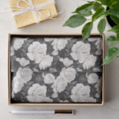 白黒ローズパターン 薄葉紙 (ギフト)