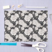 白黒ローズパターン 薄葉紙 (クラフト)