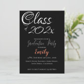 白黒ローズピンクグリッタースクリプエレガントト 招待状 (スタンド正面)