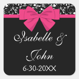 白黒ローズピンクボウ スクエアシール