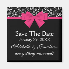 白黒ローズピンクボウ マグネット