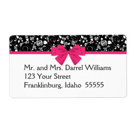 白黒ローズピンクボウ ラベル