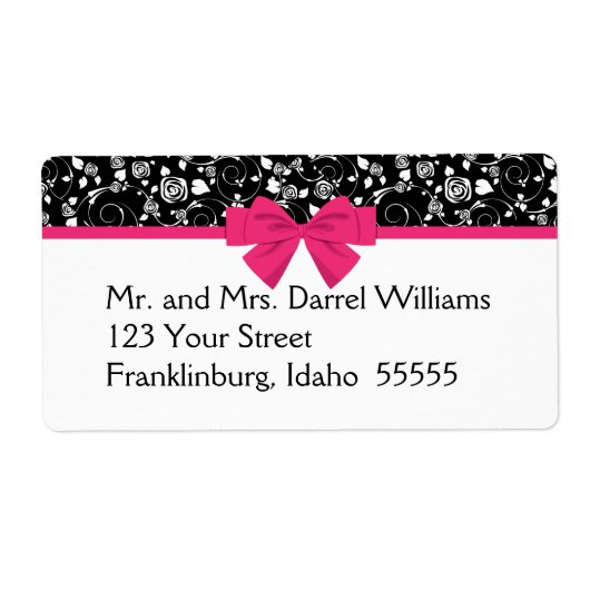 白黒ローズピンクボウ ラベル (正面)