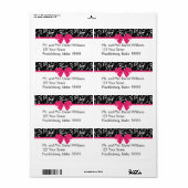 白黒ローズピンクボウ ラベル (フルシート)