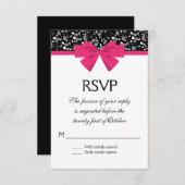 白黒ローズピンクボウ 出欠カード (正面/裏面)