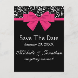 白黒ローズピンクボウ 案内ポストカード