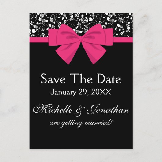 白黒ローズピンクボウ 案内ポストカード (正面)