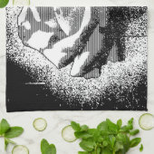 白黒ローズファインアート キッチンタオル (折り畳み)