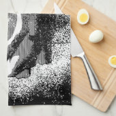 白黒ローズファインアート キッチンタオル (四つ折り)