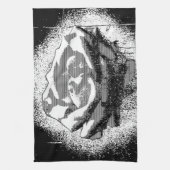 白黒ローズファインアート キッチンタオル (縦)