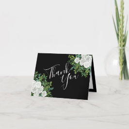 白黒ローズフローラ結婚ズ サンキューカード
