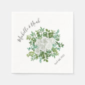 白黒ローズフローラ結婚ズ スタンダードカクテルナプキン (正面)