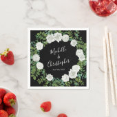 白黒ローズフローラ結婚ズ スタンダードカクテルナプキン (インサイチュ)