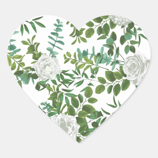 白黒ローズフローラ結婚ズ ハートシール (正面)