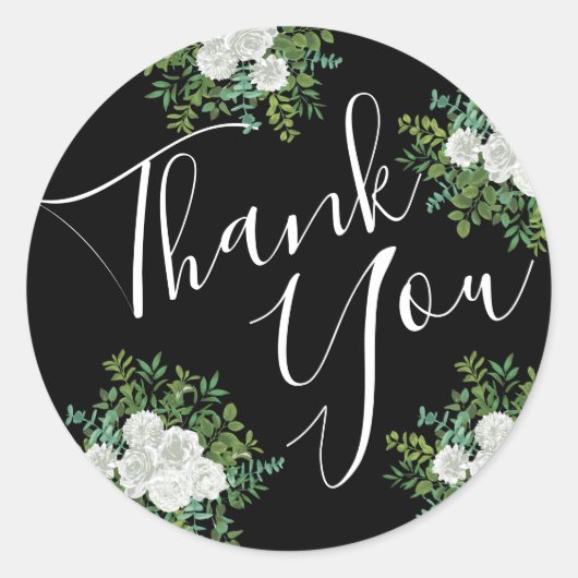 白黒ローズフローラ結婚ズ ラウンドシール (正面)