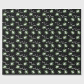 白黒ローズフローラ結婚ズ ラッピングペーパー (フラット)