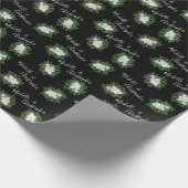 白黒ローズフローラ結婚ズ ラッピングペーパー (角)