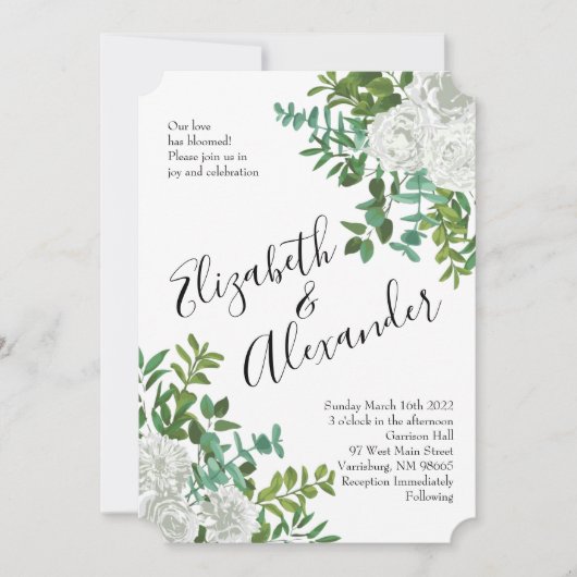 白黒ローズフローラ結婚ズ 招待状 (正面)