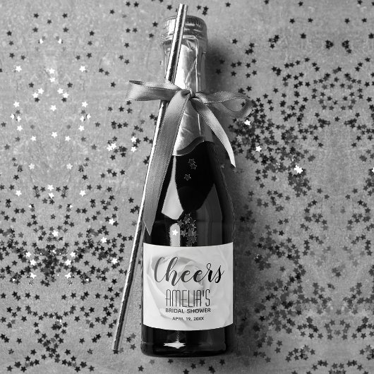 白黒ローズブライダルシャワーミニ スパークリングワインラベル