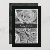 白黒ローズ結婚式招待状 招待状 (正面/裏面)
