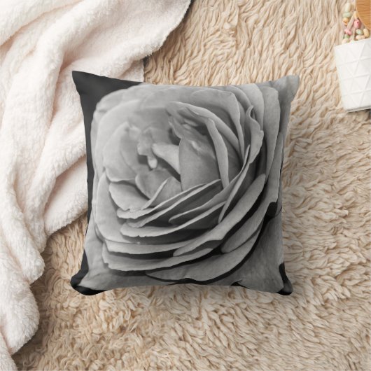 白黒ローズ クッション (ブランケット)