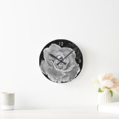 白黒ローズ ラウンド壁時計 (ホーム)
