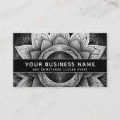 白黒ロータスモダンエレガントプロフェッショナル 予約カード (正面)