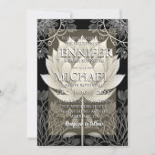 白黒ロータス結婚式招待状 招待状 (正面)