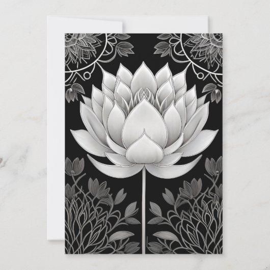 白黒ロータス結婚式招待状 招待状 (裏面)