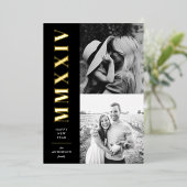 白黒ローマン数字2枚写真 箔シーズンカード (立ち正面)