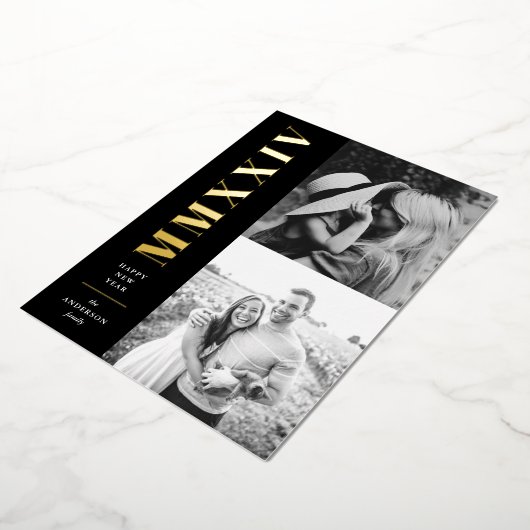 白黒ローマン数字2枚写真 箔シーズンカード (回転した状態)