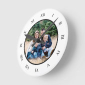 白黒ローマ数字カスタム写真 ラウンド壁時計 (傾斜)