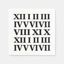 白黒ローマ数字パーティー スタンダードカクテルナプキン