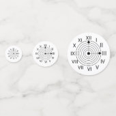 白黒ローマ時計のパーティー コンフェッティ (正面)