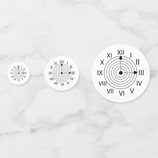 白黒ローマ時計のパーティー コンフェッティ (裏面)