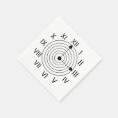 白黒ローマ時計のパーティー スタンダードカクテルナプキン (角)